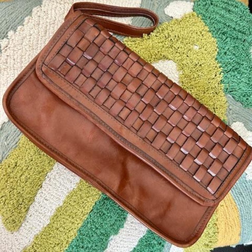 Vintage Woven Leather Wristlet